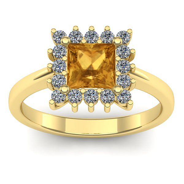 Inel logodna cu citrin patrat