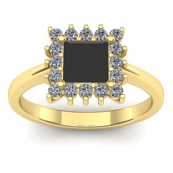 Inel de logodna cu diamant negru patrat