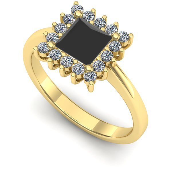 Inel de logodna din aur galben cu diamant negru