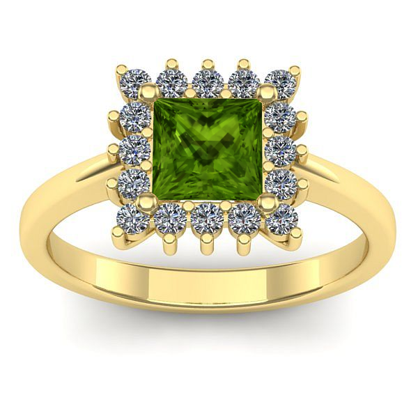 Inel de logodna cu peridot patrat