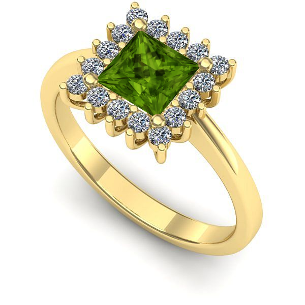 Inel de logodna din aur galben cu peridot