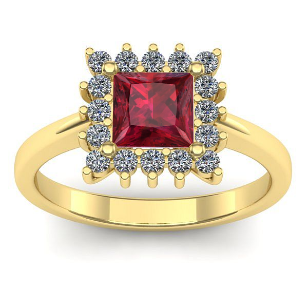 Inel cu rubin patrat