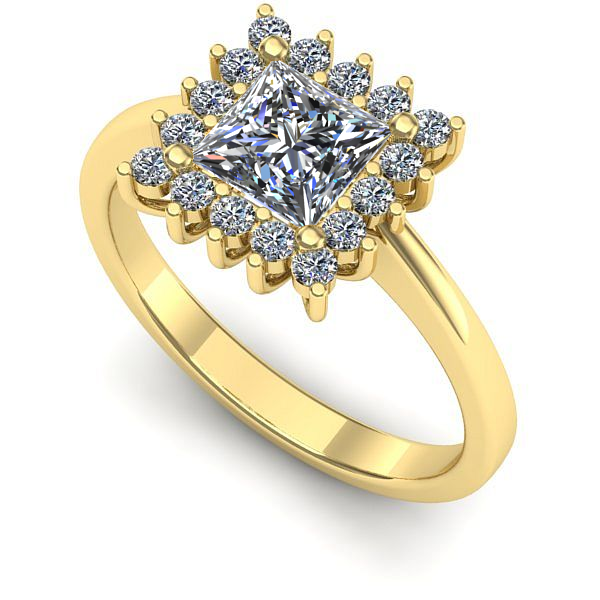 Inel de logodna din aur galben cu safir alb