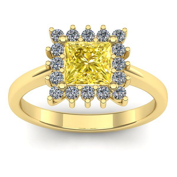 Inel logodna cu safir galben patrat