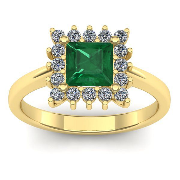 Inel cu smarald patrat