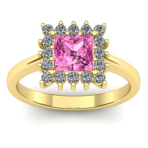 Inel logodna cu safir roz patrat