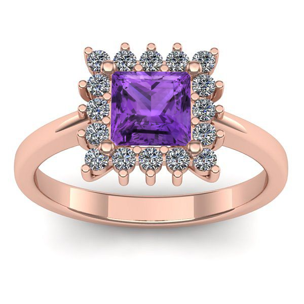 Inel logodna cu ametist patrat