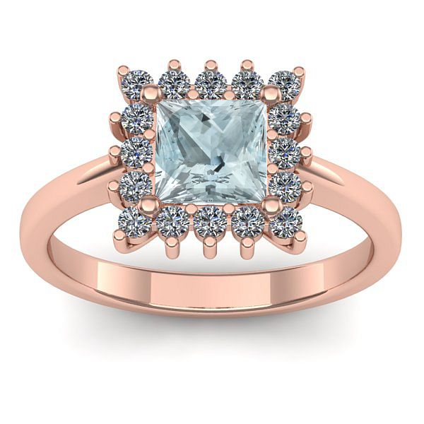 Inel cu aquamarin patrat