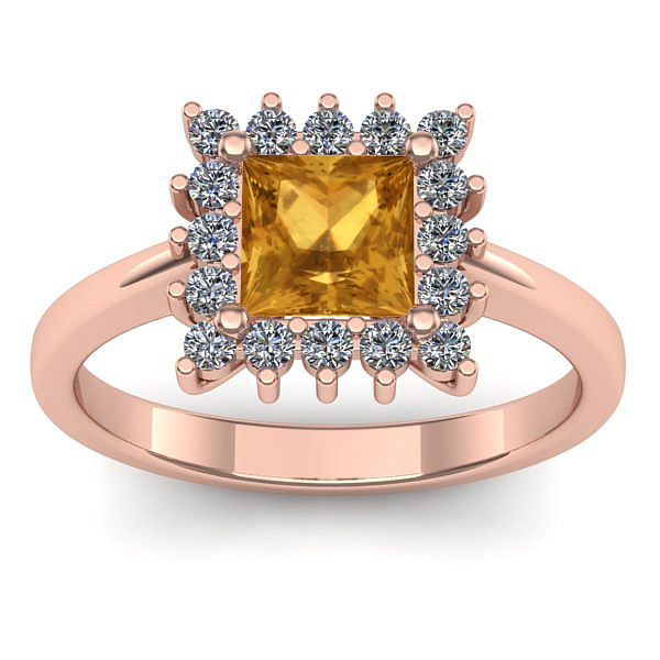 Inel cu citrin patrat