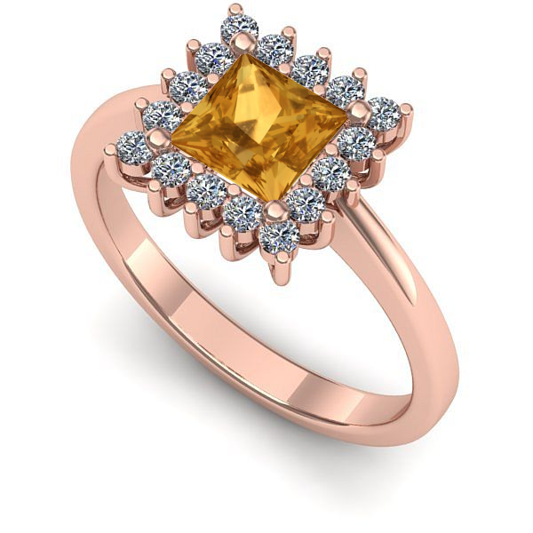 Inel de logodna din aur roz cu citrin
