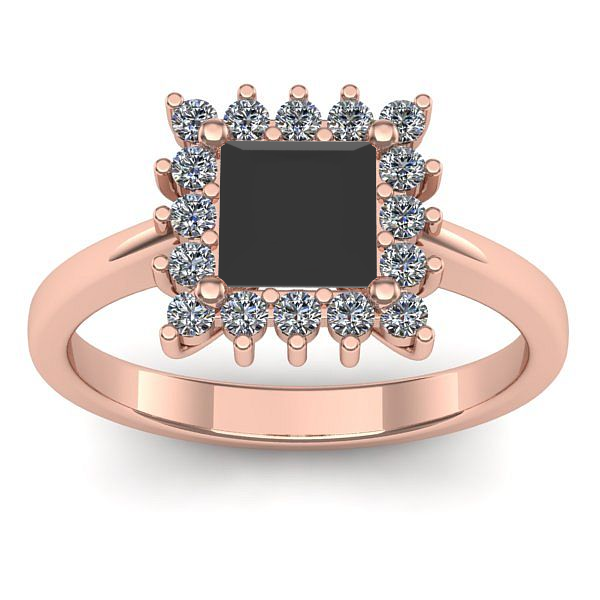 Inel cu diamant negru patrat