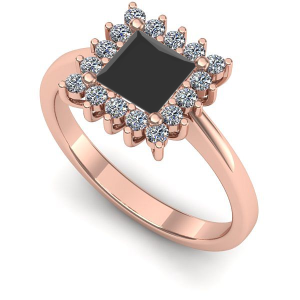 Inel din aur roz cu diamant negru