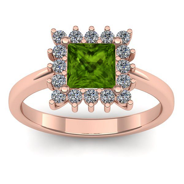 Inel cu peridot patrat