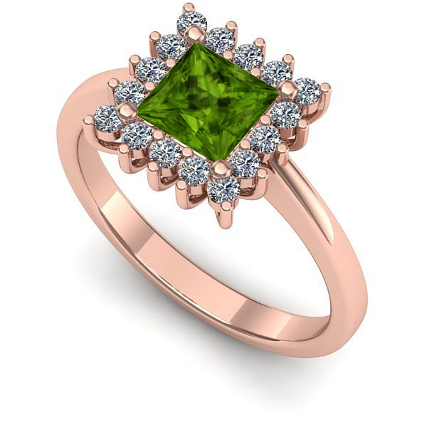 Inel logodna din aur roz cu peridot