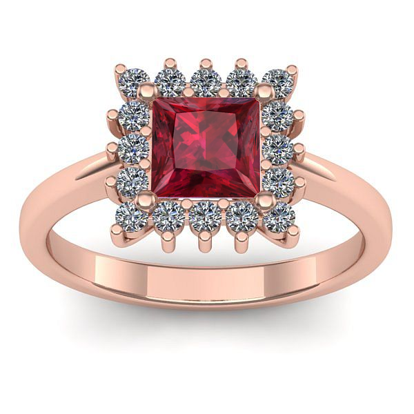 Inel logodna cu rubin patrat