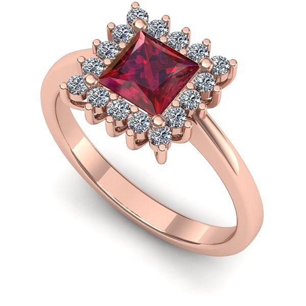 Inel din aur roz cu rubin