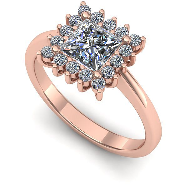 Inel logodna din aur roz cu safir alb