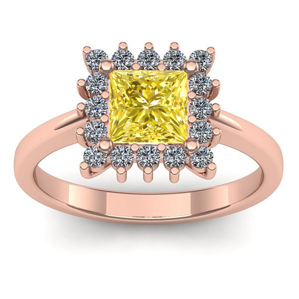 Inel de logodna cu safir galben patrat