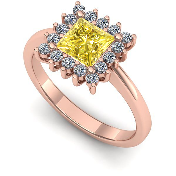 Inel logodna din aur roz cu safir galben