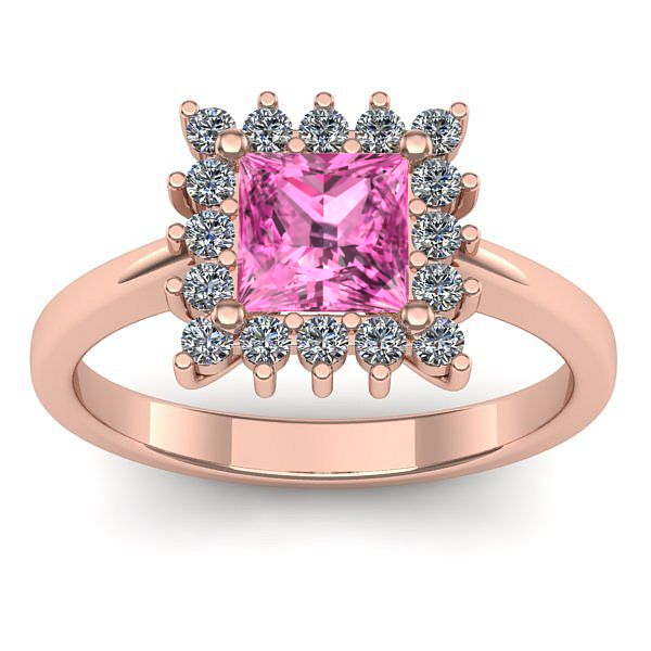 Inel de logodna cu safir roz patrat