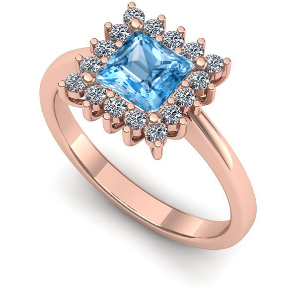 Inel din aur roz cu topaz blue