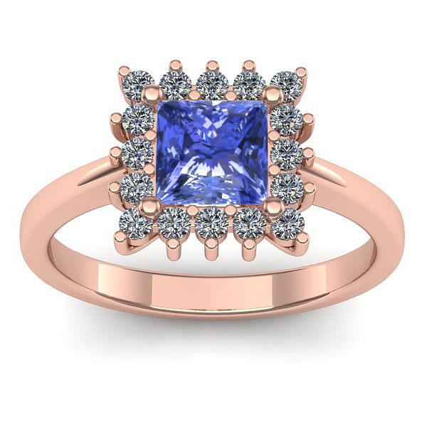 Inel cu tanzanit patrat