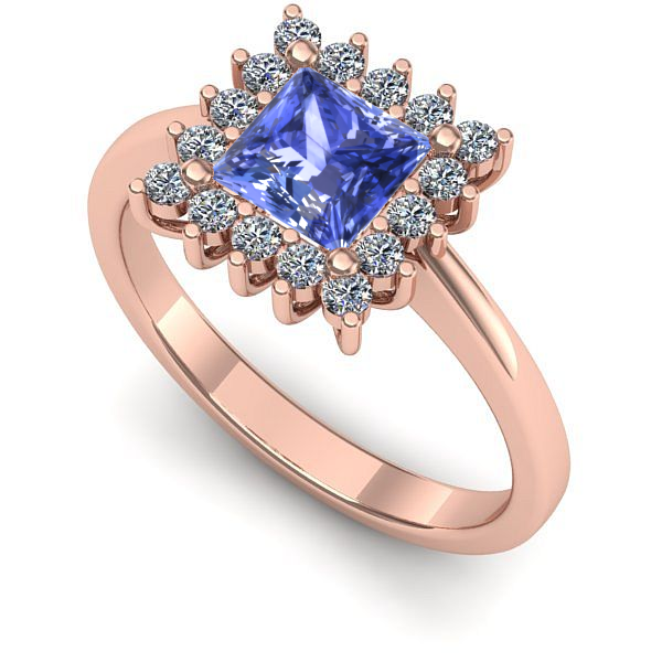 Inel din aur roz cu tanzanit