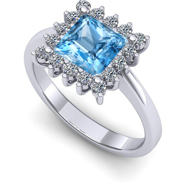 Inel din aur alb cu topaz blue