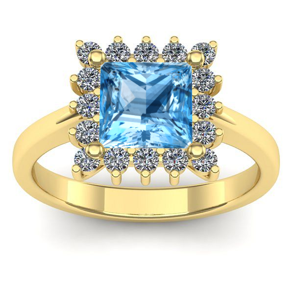 Inel logodna cu topaz blue patrat