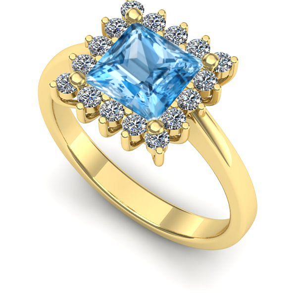 Inel din aur galben cu topaz blue