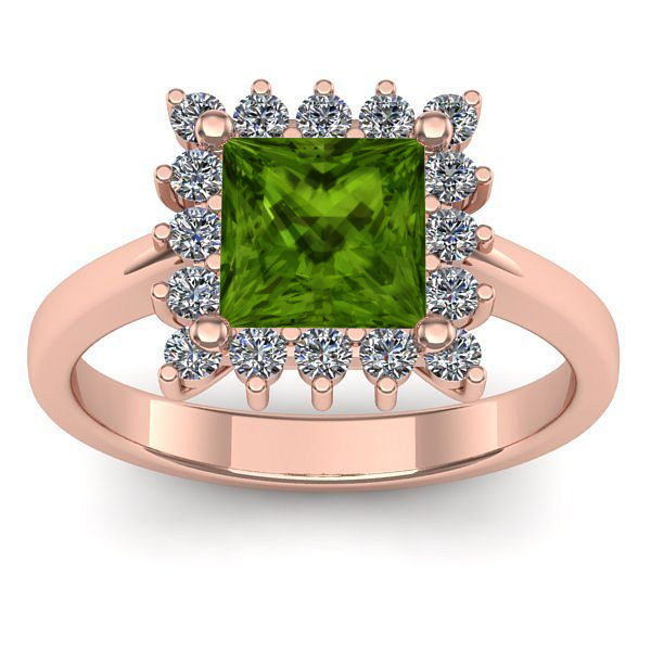 Inel cu peridot patrat