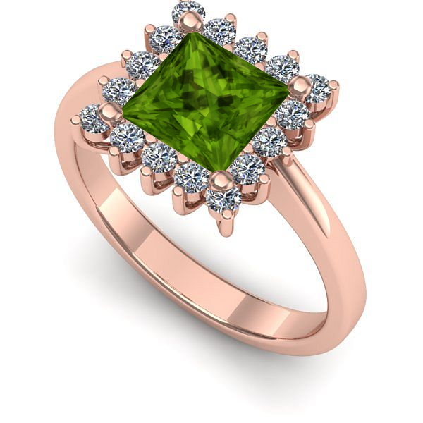 Inel din aur roz cu peridot
