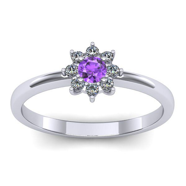 Inel logodna cu ametist rotund