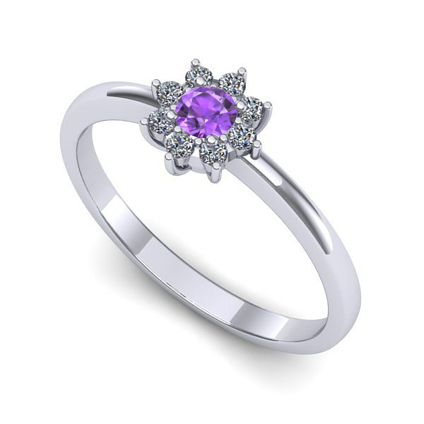 Inel logodna din aur alb cu ametist
