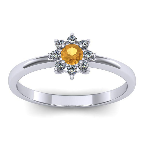 Inel logodna cu citrin rotund