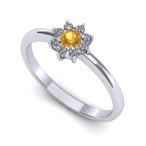 Inel de logodna din aur alb cu citrin