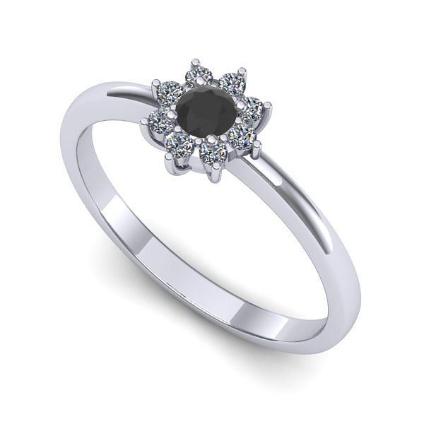 Inel logodna din aur alb cu diamant negru