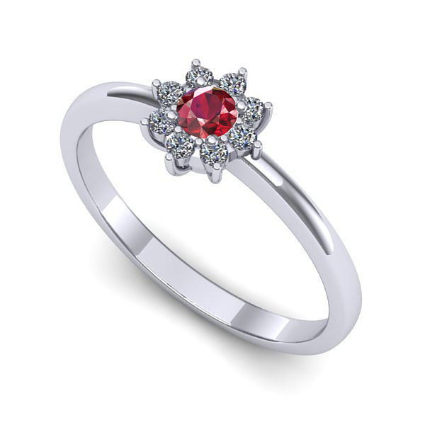 Inel logodna din aur alb cu rubin