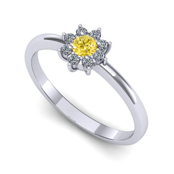 Inel din aur alb cu safir galben