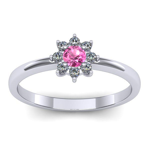 Inel logodna cu safir roz rotund