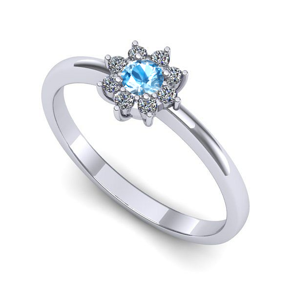 Inel logodna din aur alb cu topaz blue