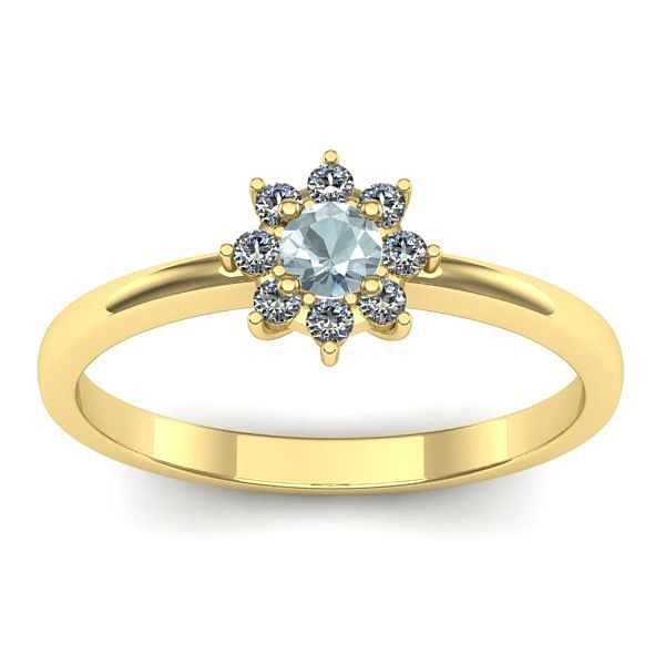 Inel logodna cu aquamarin rotund