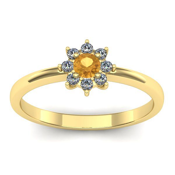 Inel logodna cu citrin rotund