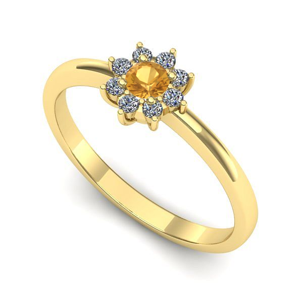 Inel logodna din aur galben cu citrin