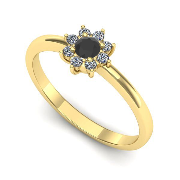 Inel din aur galben cu diamant negru
