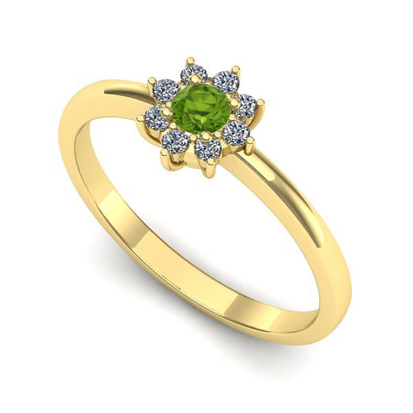 Inel logodna din aur galben cu peridot