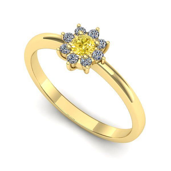 Inel logodna din aur galben cu safir galben