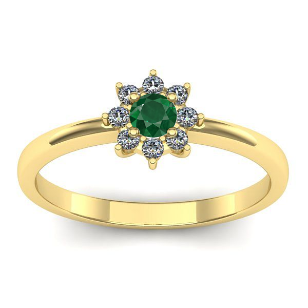 Inel logodna cu smarald rotund