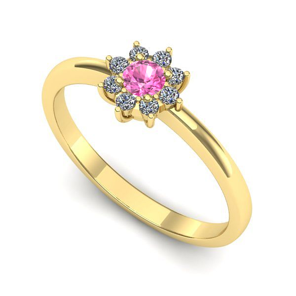 Inel de logodna din aur galben cu safir roz