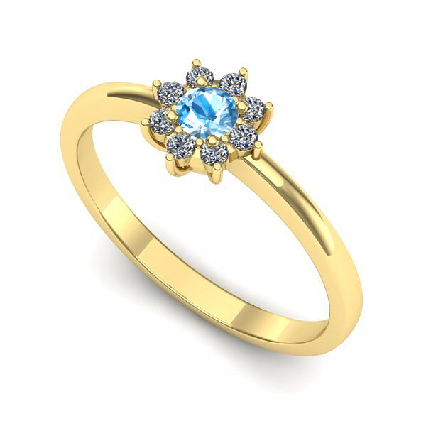 Inel de logodna din aur galben cu topaz blue